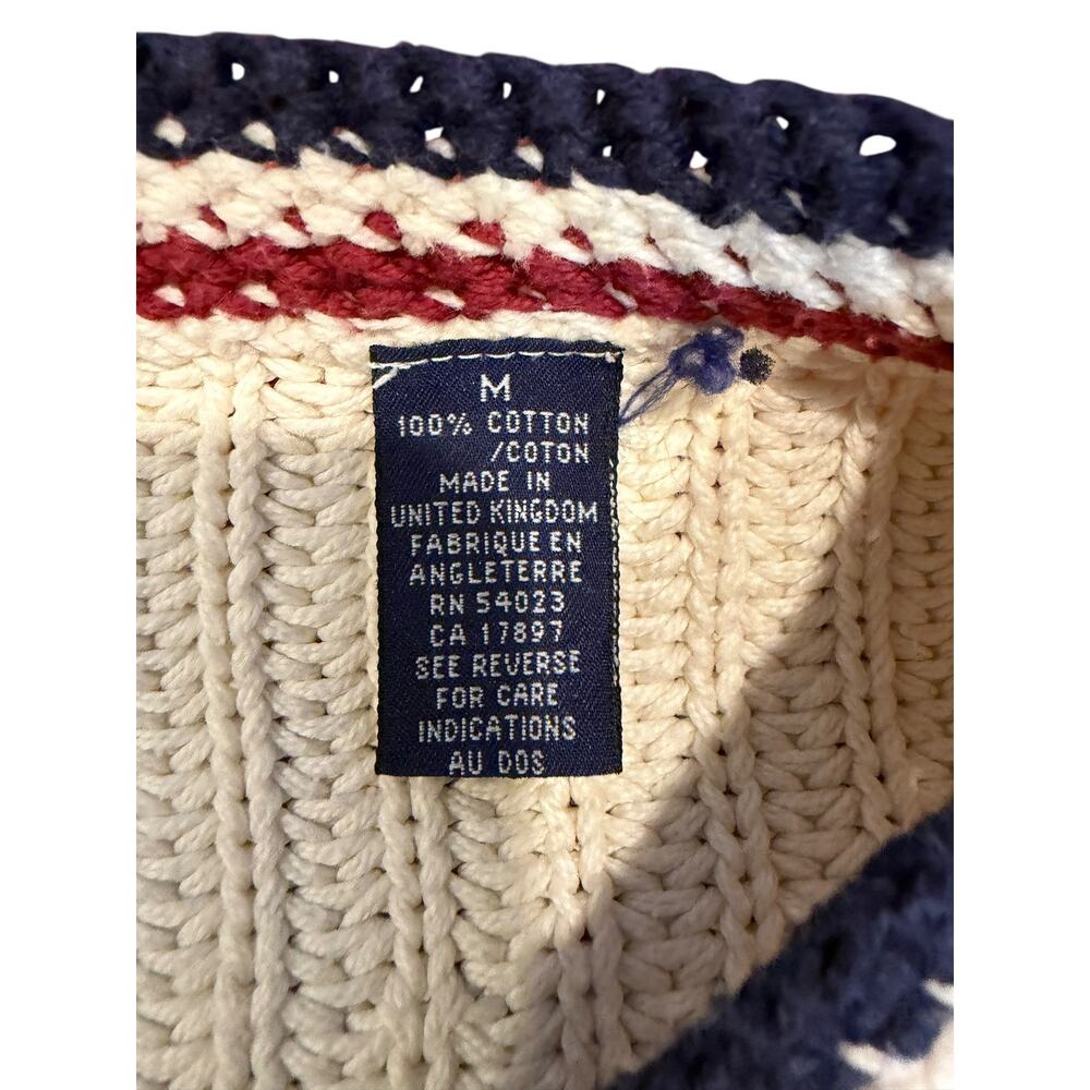 Vintage Cotton Cricket Tennis Sweater MEDIUM Navy Burgundy Tipped Crewneck - Picture 6 of 8